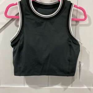 Stylish Black Crop Top with White Trim